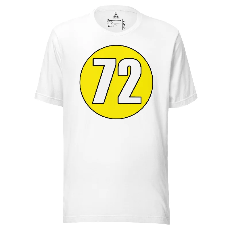 Unisex t-shirt: White on Yellow 72