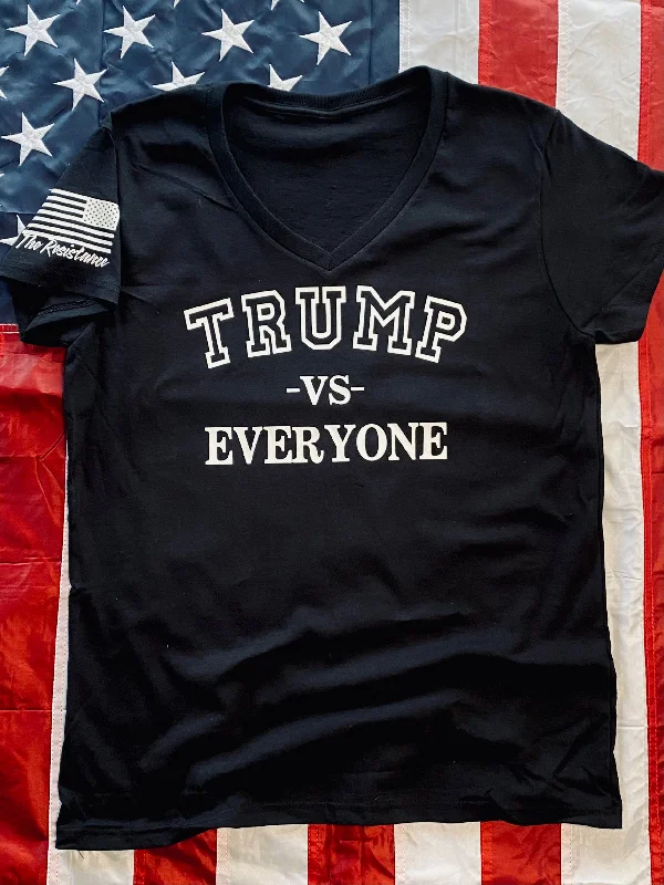 Trump vs Everyone women’s v-neck tee Beaded Sequined Faux Fur