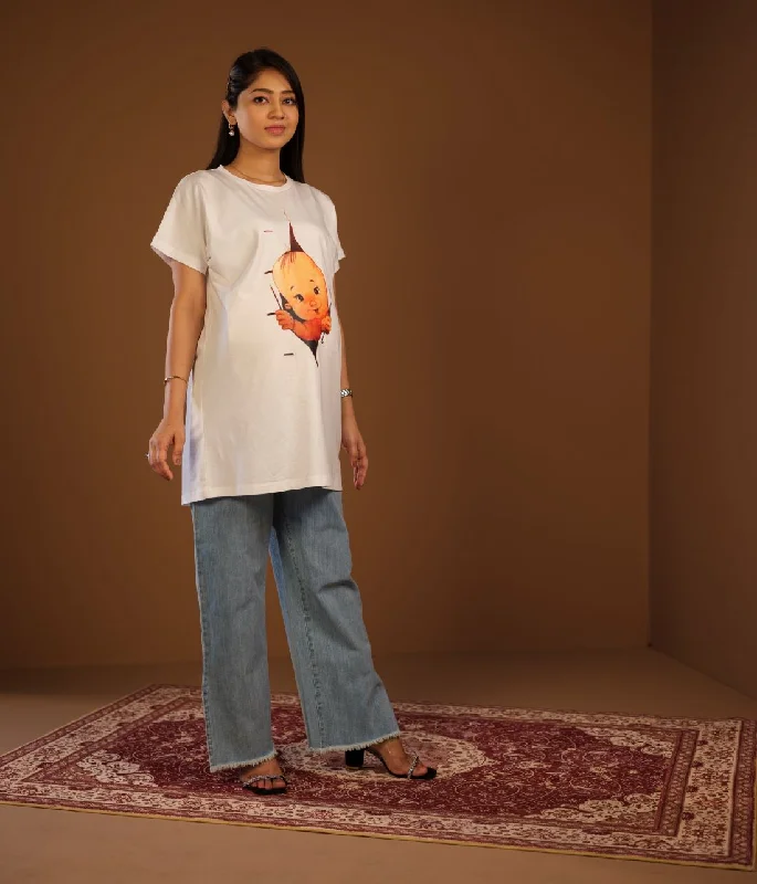 Women's Knit T-Shirt Front Pockets Side Pockets Patch Pockets