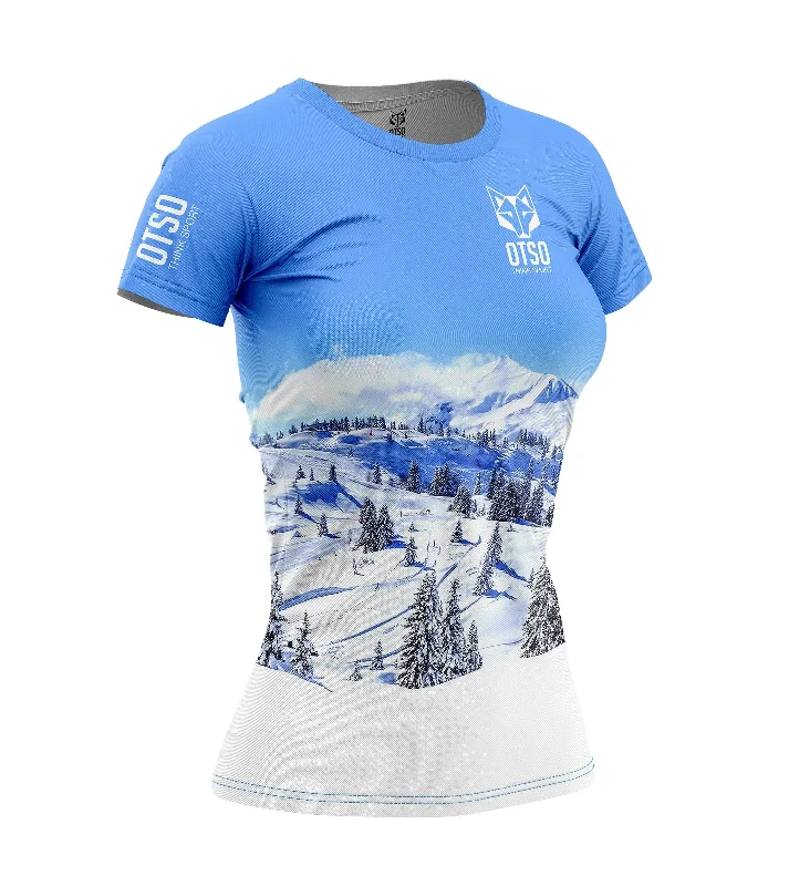 Womens T-shirt Snow Forest Rayon Fabric Velvet Fabric Corduroy Fabric