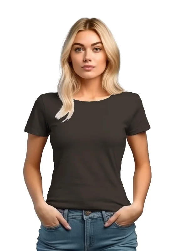 Perfect TShirt Co Women's Short Sleeve Crew Neck Asphalt Gray Slim Fit T-Shirt Solid Print Embellished Perfect TShirt Co Women's Short Sleeve Crew Neck Asphalt Gray Slim Fit T-Shirt Solid Print Embellished
