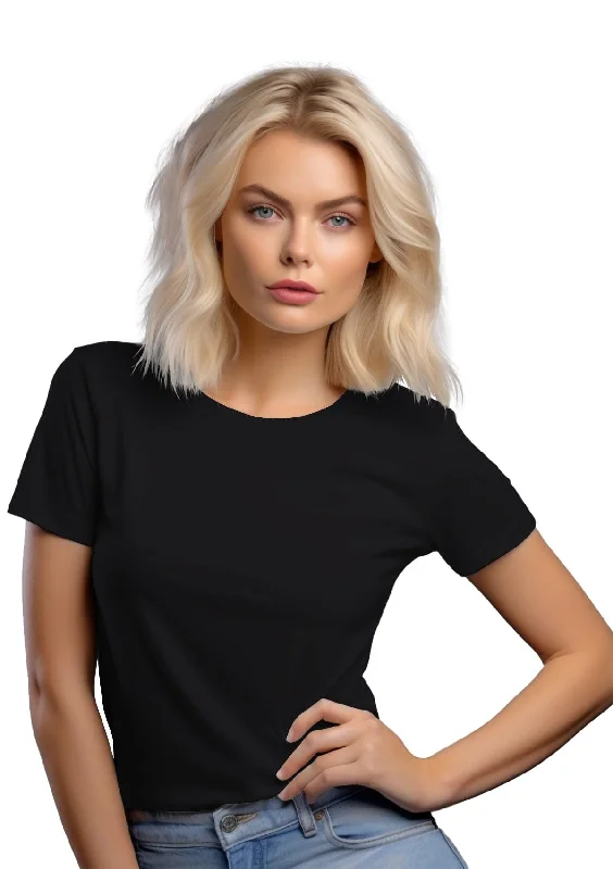Perfect TShirt Co Women's Short Sleeve Crew Neck Black Slim Fit T-Shirt Front Pockets Side Pockets Patch Pockets Perfect TShirt Co Women's Short Sleeve Crew Neck Black Slim Fit T-Shirt Front Pockets Side Pockets Patch Pockets