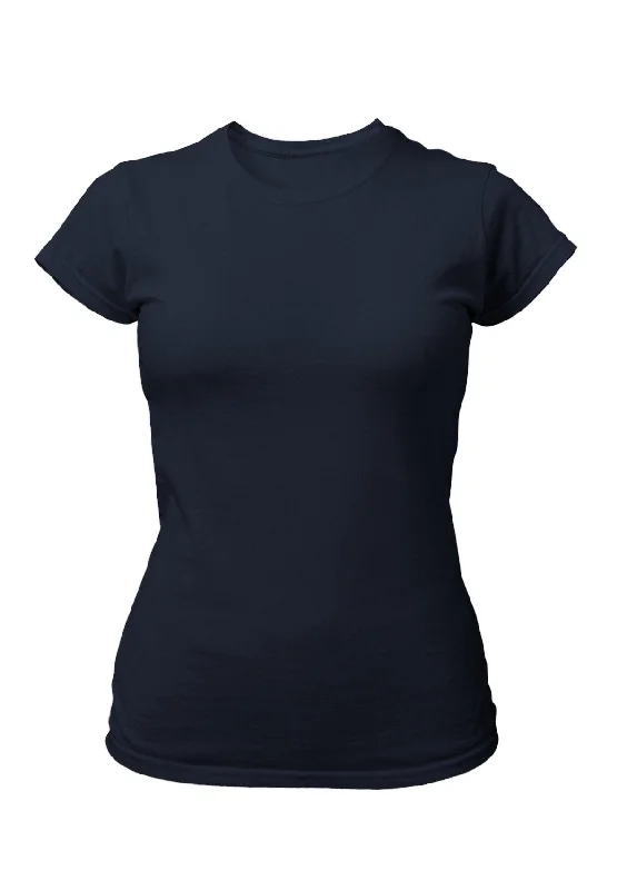 Perfect TShirt Co Women's Short Sleeve Crew Neck Navy Blue Slim Fit T-Shirt Welt Pockets Slit Pockets Perfect TShirt Co Women's Short Sleeve Crew Neck Navy Blue Slim Fit T-Shirt Welt Pockets Slit Pockets