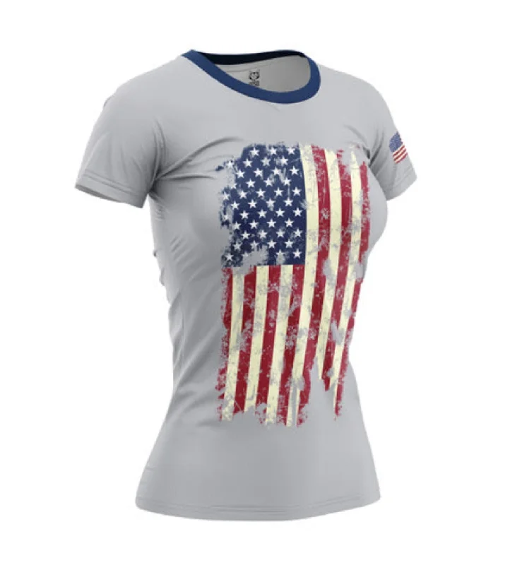 Women's T-Shirt Americana Basic T-Shirt Crew Neck Short Sleeve