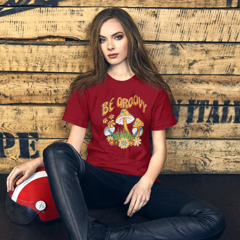 "Groovy Shroom: Retro 70's Unisex T-Shirt"