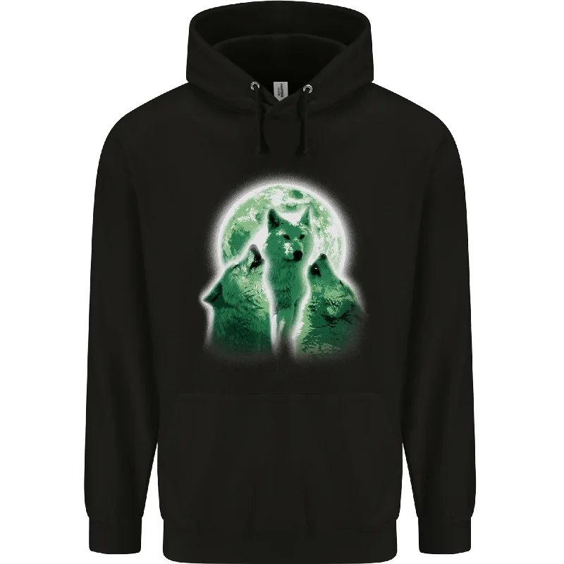 A Howling Wolf Pack Mens 80% Cotton Hoodie Hoodie with Hem Patch Decorative Personalized A Howling Wolf Pack Mens 80% Cotton Hoodie Hoodie with Hem Patch Decorative Personalized