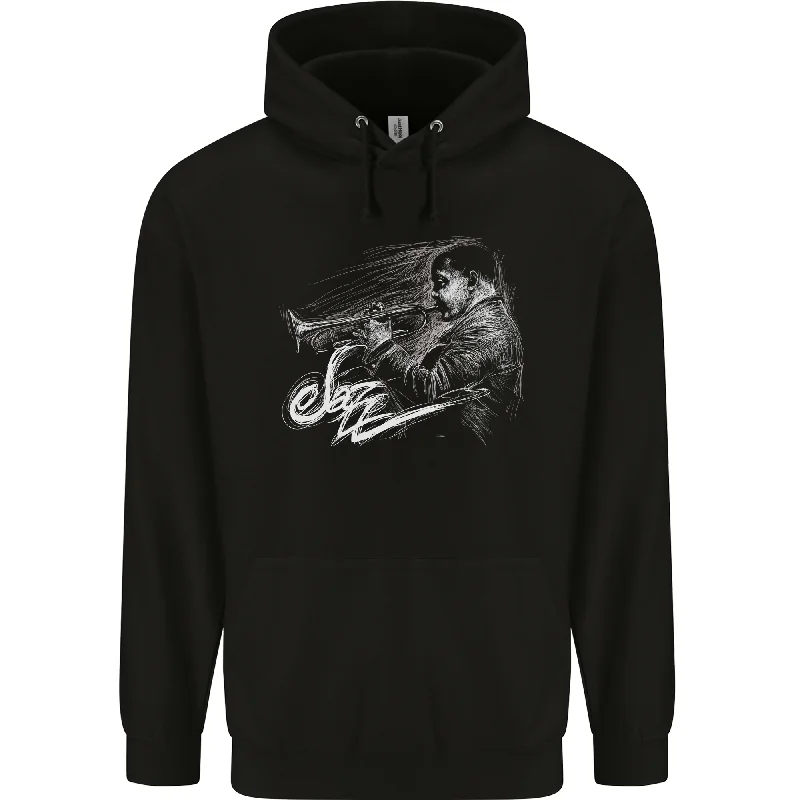 A Jazz Player Playing the Trumpet Mens 80% Cotton Hoodie Hoodie with Drawcord Adjustable Secure A Jazz Player Playing the Trumpet Mens 80% Cotton Hoodie Hoodie with Drawcord Adjustable Secure