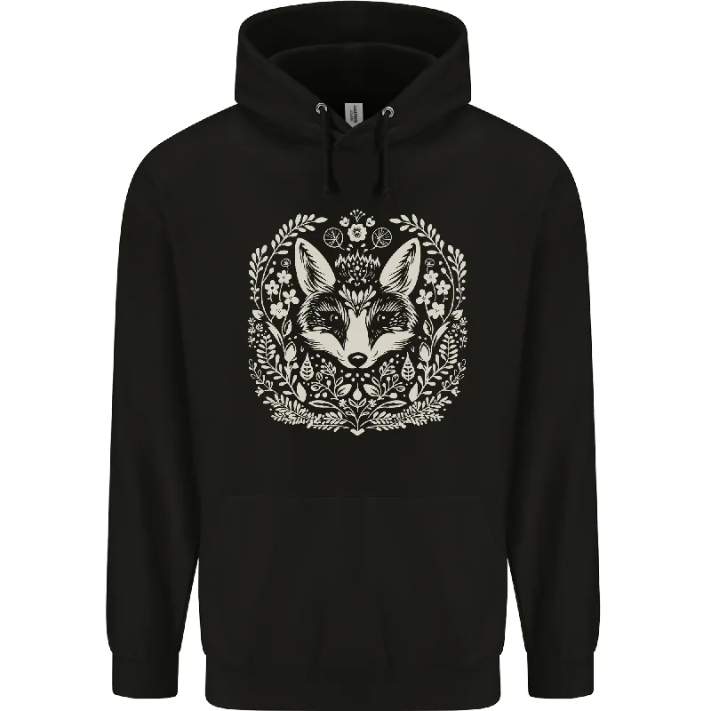 A Linocut Fox Mens 80% Cotton Hoodie Hoodie with Zipper Versatile Modern