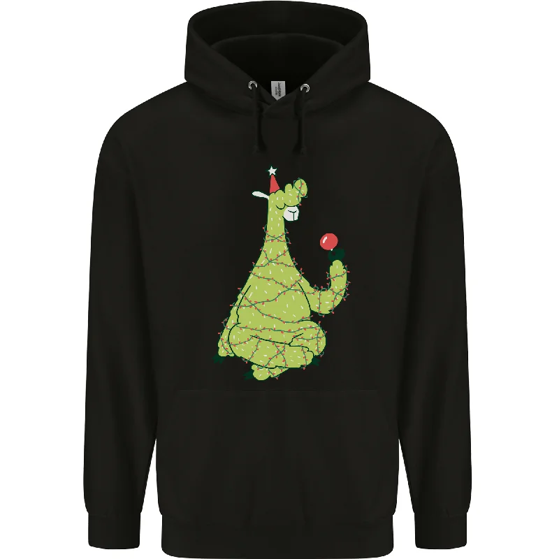 A Llama Wearing a Christmas Hat Xmas Mens 80% Cotton Hoodie Hoodie with Belted Waist Structured Tailored A Llama Wearing a Christmas Hat Xmas Mens 80% Cotton Hoodie Hoodie with Belted Waist Structured Tailored