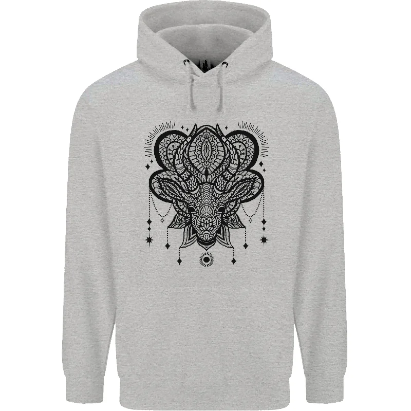 A Mandala Deer Mens 80% Cotton Hoodie