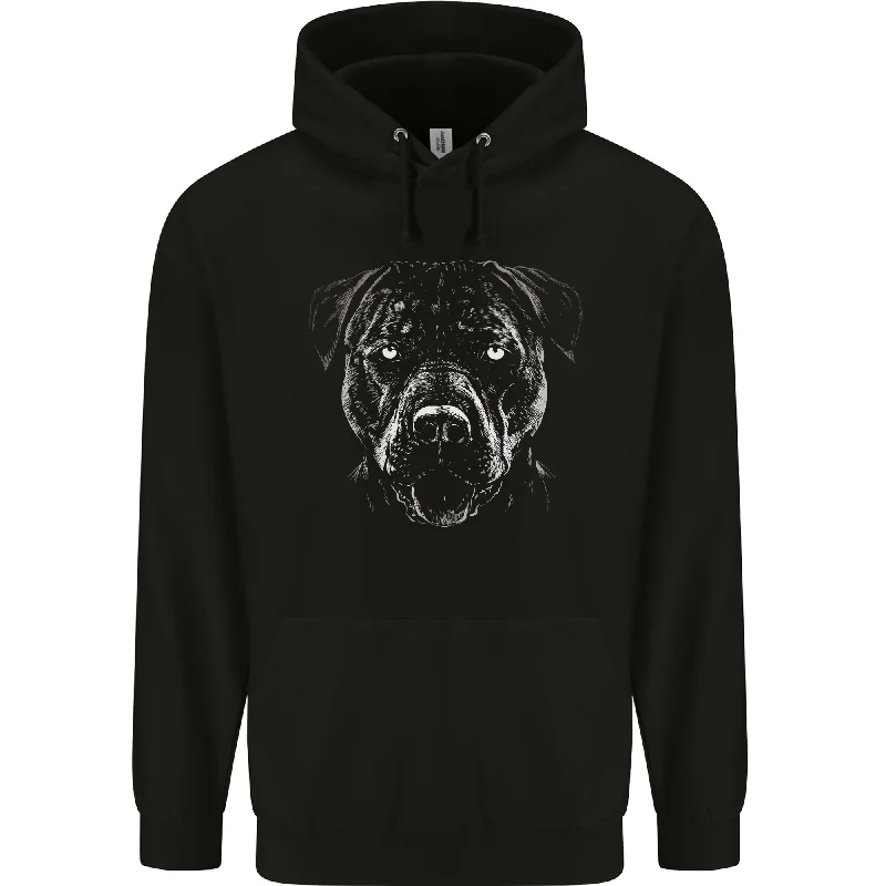 A Monochrome Pitbull Dog Mens 80% Cotton Hoodie