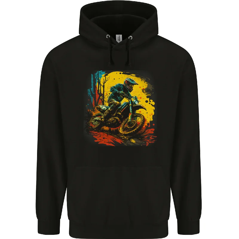 A Motocross Rider MotoX Dirt Bike Scrambler Mens 80% Cotton Hoodie