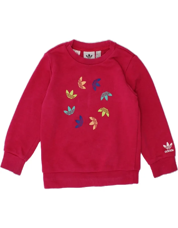 ADIDAS Girls Graphic Sweatshirt Jumper 2-3 Years Pink Spotted Cotton Hoodie with Embroidery Detailed Premium ADIDAS Girls Graphic Sweatshirt Jumper 2-3 Years Pink Spotted Cotton Hoodie with Embroidery Detailed Premium