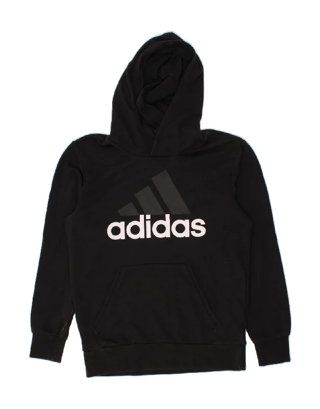 ADIDAS Mens Graphic Hoodie Jumper Medium Black Cotton