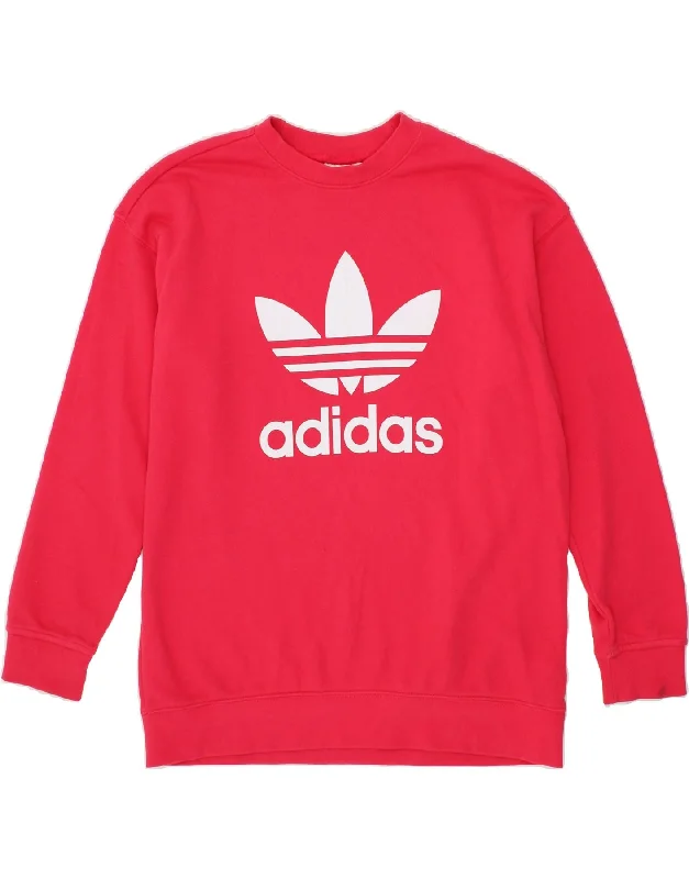 ADIDAS Womens Graphic Sweatshirt Jumper UK 14 Medium Pink Cotton