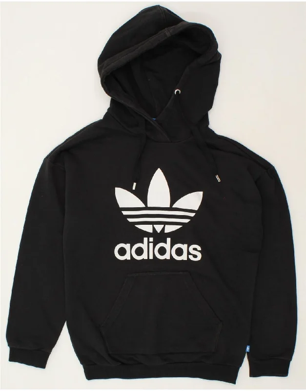 ADIDAS Womens Oversized Graphic Hoodie Jumper UK 10 Small Black Cotton Hooded Sweatshirt Casual Wear Street Style ADIDAS Womens Oversized Graphic Hoodie Jumper UK 10 Small Black Cotton Hooded Sweatshirt Casual Wear Street Style