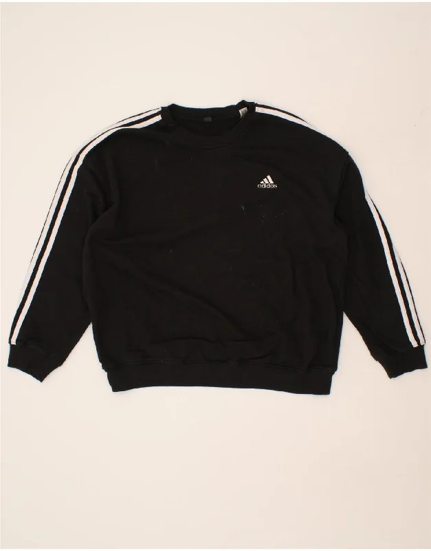 ADIDAS Womens Sweatshirt Jumper UK 18 XL Black Cotton Hoodie with Monochrome Minimalist Simple ADIDAS Womens Sweatshirt Jumper UK 18 XL Black Cotton Hoodie with Monochrome Minimalist Simple