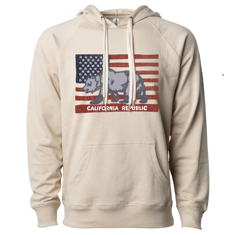 American California Flag Sand Raglan Hoodie