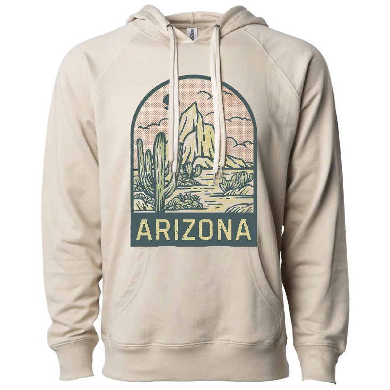 Arizona Desert Raglan Hoodie Hoodie with Raw Hem Edgy Unfinished