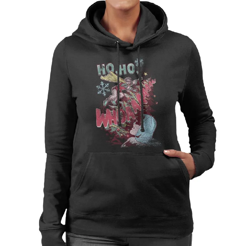 Batman Christmas Robin Climbing Xmas Tree Women's Hooded Sweatshirt Hoodie with Side Slits Relaxed Casual Batman Christmas Robin Climbing Xmas Tree Women's Hooded Sweatshirt Hoodie with Side Slits Relaxed Casual