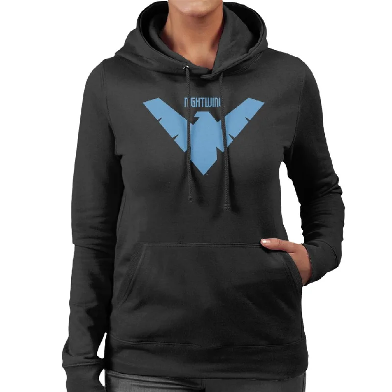 Batman Nightwing Logo Women's Hooded Sweatshirt Hoodie with Applique Textured Unique Batman Nightwing Logo Women's Hooded Sweatshirt Hoodie with Applique Textured Unique