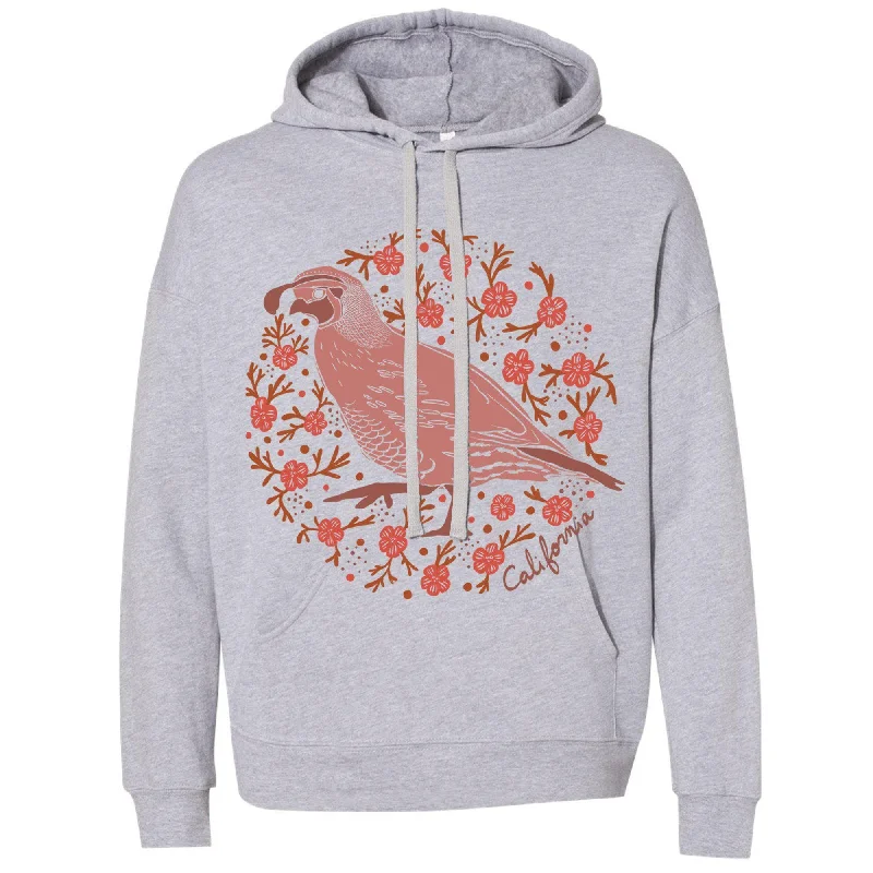 California Poppy Quail Drop Shoulder Hoodie Hoodie with Belted Waist Structured Tailored California Poppy Quail Drop Shoulder Hoodie Hoodie with Belted Waist Structured Tailored