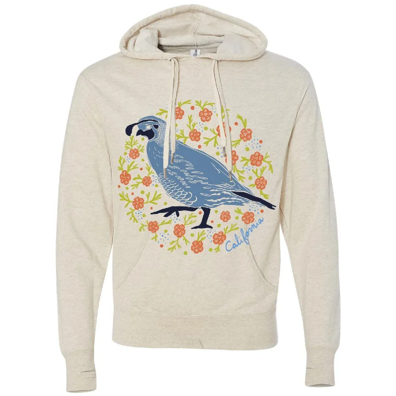 California Poppy Quail Hoodie Hoodie with Fur Luxurious Winter
