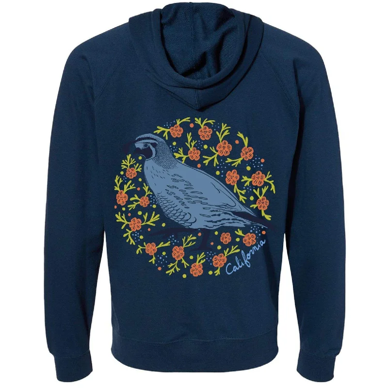 California Poppy Quail Raglan Zipper Hoodie Hoodie with Sequins Glamorous Eye-catching California Poppy Quail Raglan Zipper Hoodie Hoodie with Sequins Glamorous Eye-catching