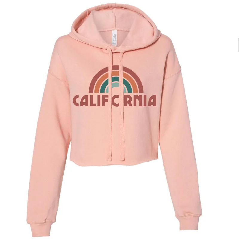 California Rainbow Blush Cropped Hoodie