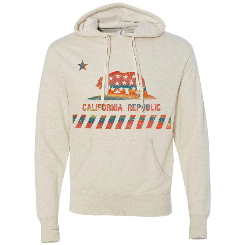 California Star Flag Hoodie Hoodie with Full-Zip Functional Layering