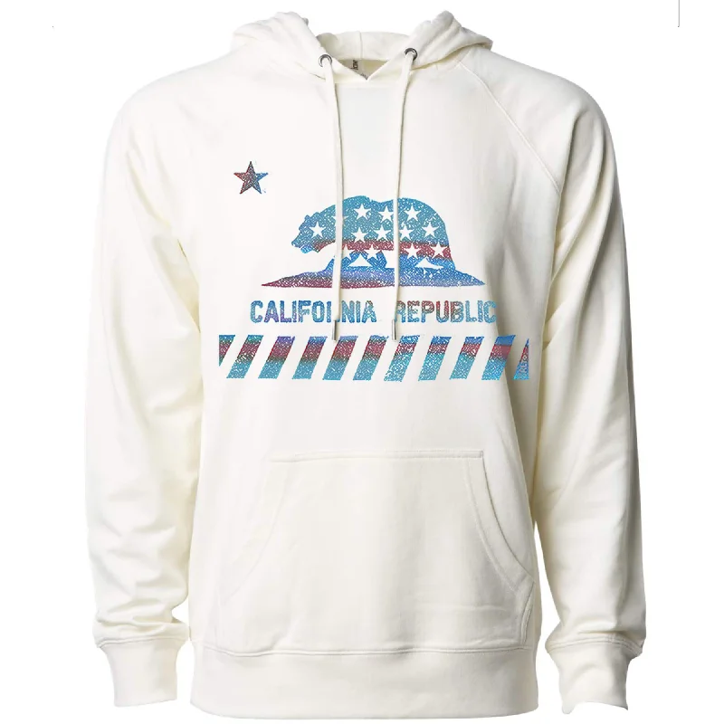 California Star Flag Raglan Hoodie Hoodie with Toggle Buttons Decorative Unique