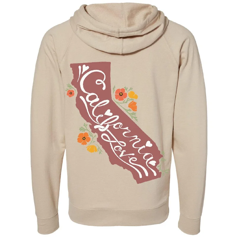 California State Poppies Raglan Zip Up Hoodie