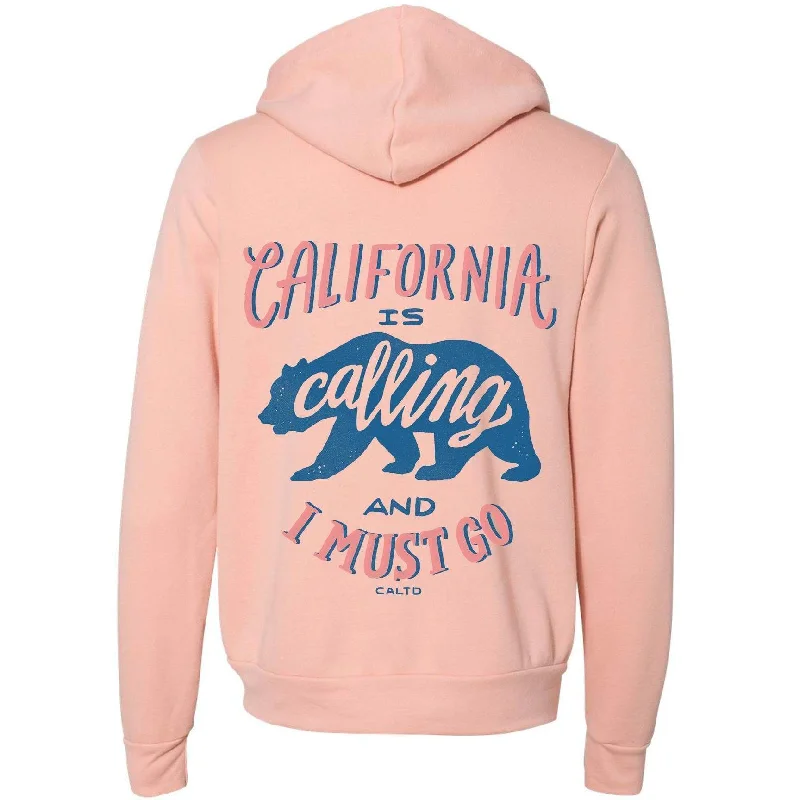 California Is Calling Peach Zipper Hoodie