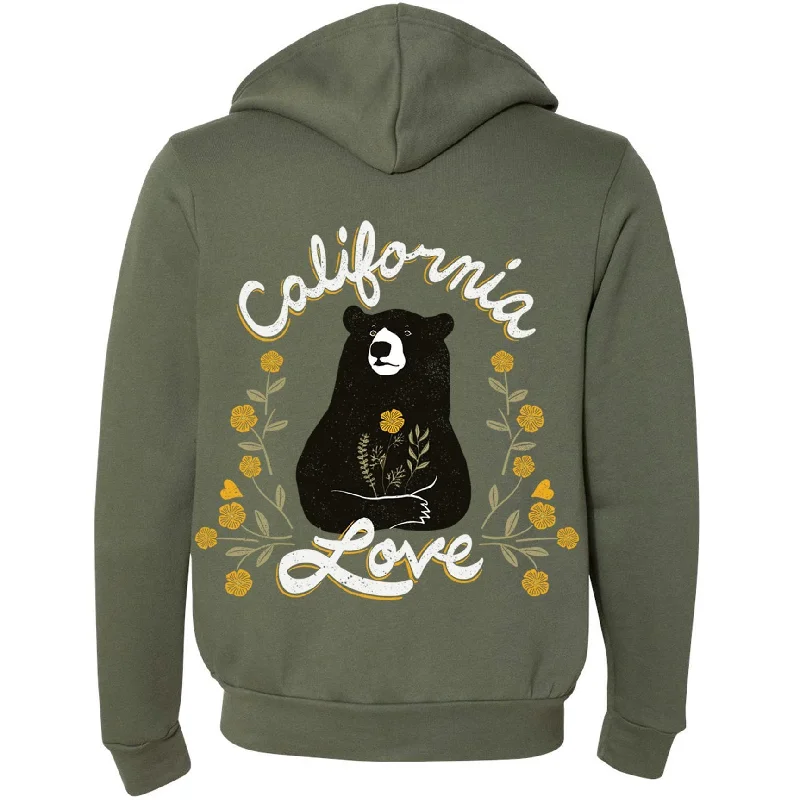 California Love Bear Military Green Zipper hoodie