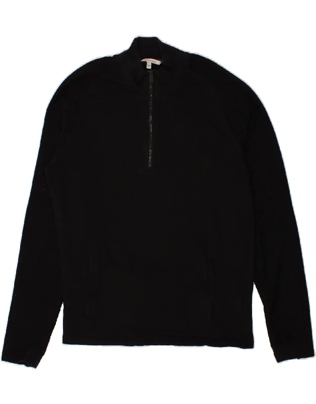 CALVIN KLEIN JEANS Mens Zip Neck Sweatshirt Jumper Large Black Cotton