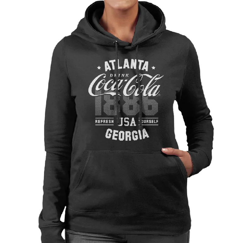 Coca Cola 1886 USA Sports Style Women's Hooded Sweatshirt Hoodie with Hem Applique Textured Unique Coca Cola 1886 USA Sports Style Women's Hooded Sweatshirt Hoodie with Hem Applique Textured Unique