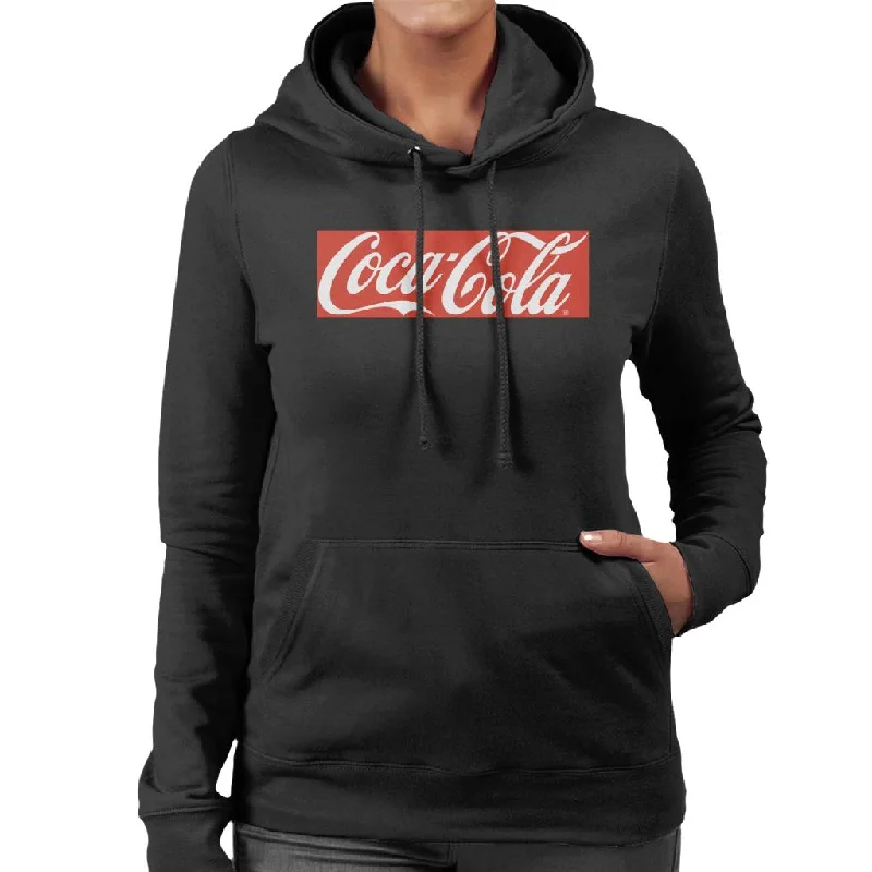 Coca Cola Block Logo Women's Hooded Sweatshirt Hoodie Crop Top Short Trendy