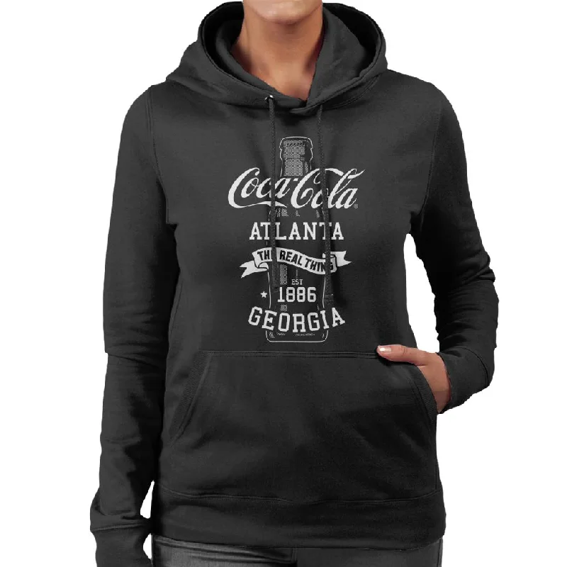 Coca Cola Bottle The Real Thing Women's Hooded Sweatshirt Hoodie with Hem Elastic Stretchable Comfortable Coca Cola Bottle The Real Thing Women's Hooded Sweatshirt Hoodie with Hem Elastic Stretchable Comfortable