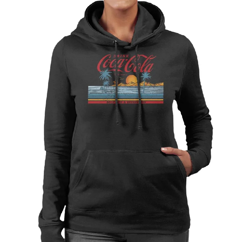 Coca Cola Delicious And Refreshing Ocean Waves Women's Hooded Sweatshirt Hoodie with Hem Drawcord Adjustable Customizable Coca Cola Delicious And Refreshing Ocean Waves Women's Hooded Sweatshirt Hoodie with Hem Drawcord Adjustable Customizable