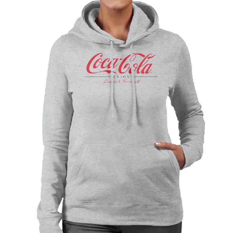 Coca Cola Enjoy And Refresh Yourself Women's Hooded Sweatshirt Hoodie with Ribbed Neckline Snug Warm Coca Cola Enjoy And Refresh Yourself Women's Hooded Sweatshirt Hoodie with Ribbed Neckline Snug Warm