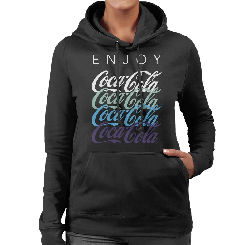 Coca Cola Enjoy Women's Hooded Sweatshirt Hoodie with Ribbed Neckline Snug Warm