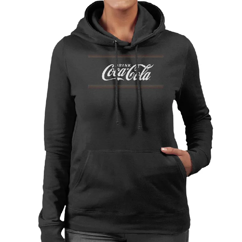 Coca Cola Faded Stripes Logo Women's Hooded Sweatshirt Hoodie with Pocket Utility Practical Coca Cola Faded Stripes Logo Women's Hooded Sweatshirt Hoodie with Pocket Utility Practical