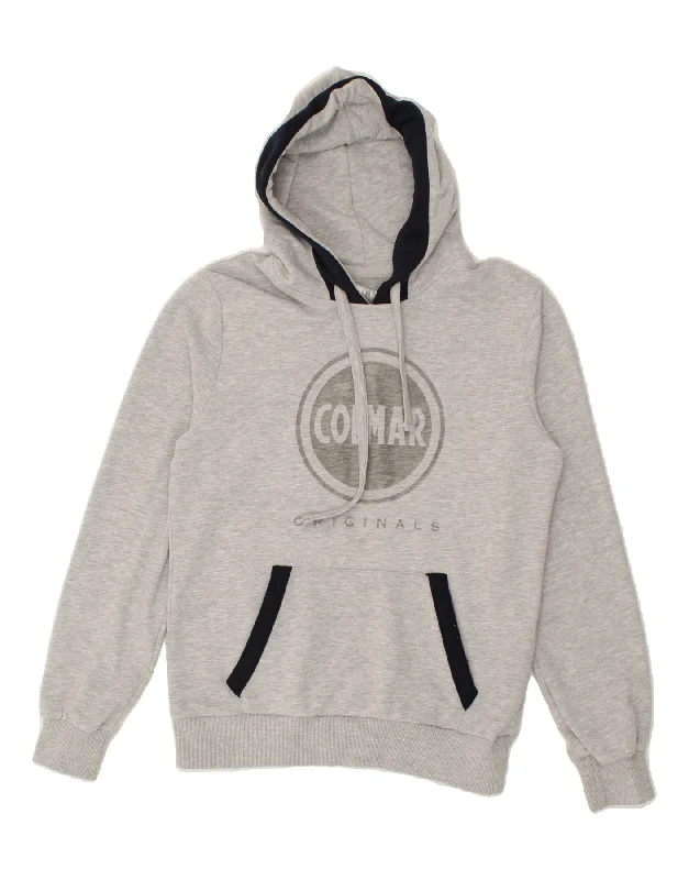 COLMAR Womens Graphic Hoodie Jumper UK 16 Large Grey Cotton Hoodie with Hem Fringe Bohemian Relaxed COLMAR Womens Graphic Hoodie Jumper UK 16 Large Grey Cotton Hoodie with Hem Fringe Bohemian Relaxed