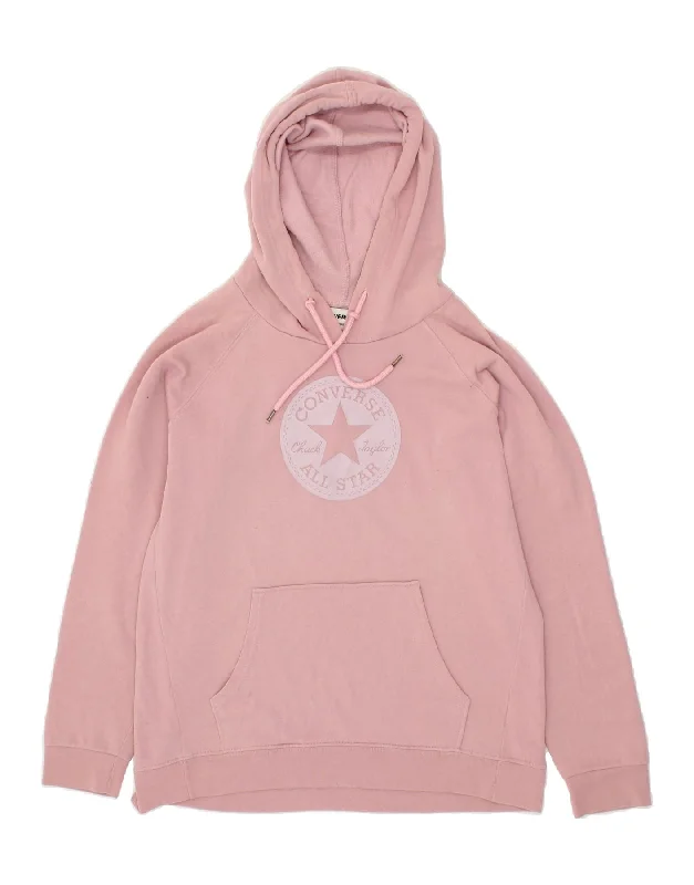 CONVERSE Womens Graphic Hoodie Jumper UK 10 Small Pink Cotton Hoodie with Elastic Cuffs Stretchable Comfortable CONVERSE Womens Graphic Hoodie Jumper UK 10 Small Pink Cotton Hoodie with Elastic Cuffs Stretchable Comfortable