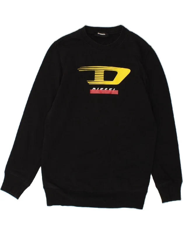 DIESEL Mens Graphic Sweatshirt Jumper Small Black Cotton Hoodie with V-Neck Classic Versatile DIESEL Mens Graphic Sweatshirt Jumper Small Black Cotton Hoodie with V-Neck Classic Versatile
