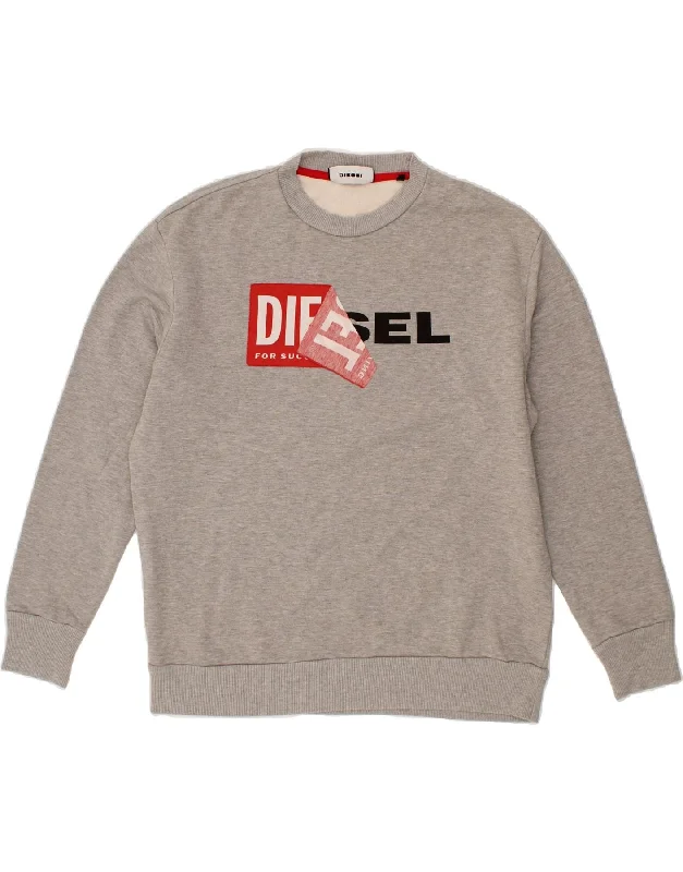 DIESEL Mens Loose Fit Graphic Sweatshirt Jumper Small Grey Cotton Hoodie with Cropped Fit Short Trendy DIESEL Mens Loose Fit Graphic Sweatshirt Jumper Small Grey Cotton Hoodie with Cropped Fit Short Trendy
