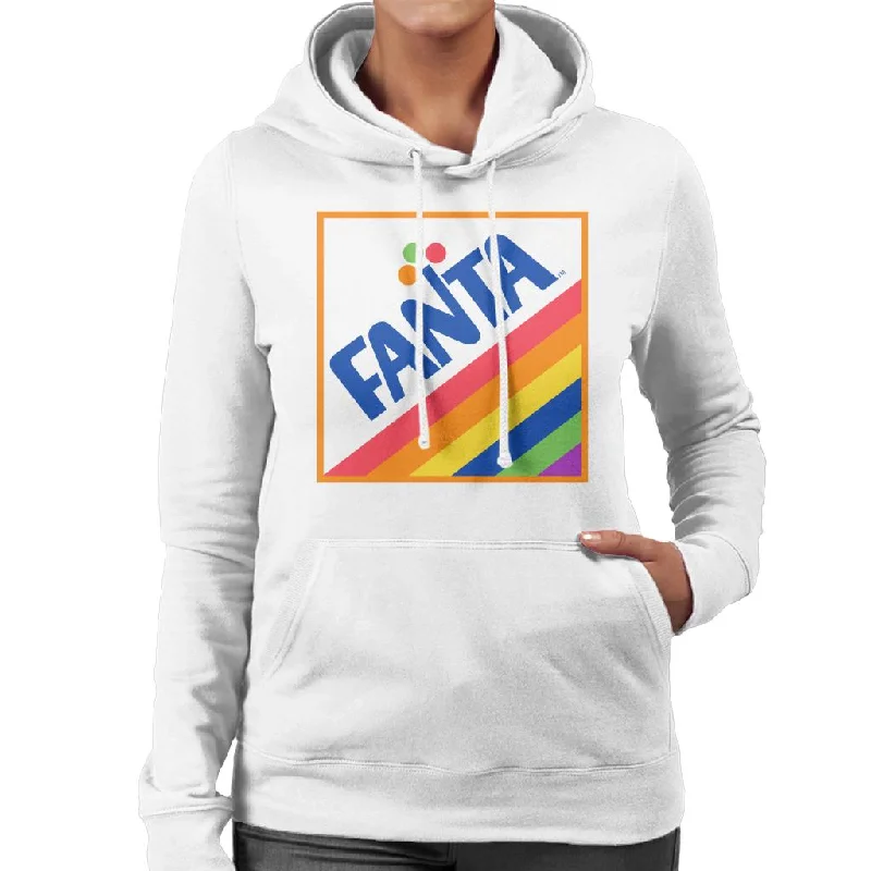 Fanta 1970s Retro Rainbow Logo Women's Hooded Sweatshirt Hoodie with Elastic Waist Stretchable Comfortable Fanta 1970s Retro Rainbow Logo Women's Hooded Sweatshirt Hoodie with Elastic Waist Stretchable Comfortable