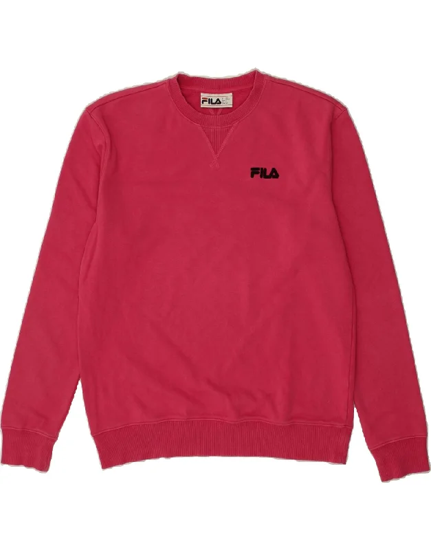 FILA Mens Sweatshirt Jumper Small Pink Cotton Hoodie with Button Placket Classic Preppy FILA Mens Sweatshirt Jumper Small Pink Cotton Hoodie with Button Placket Classic Preppy