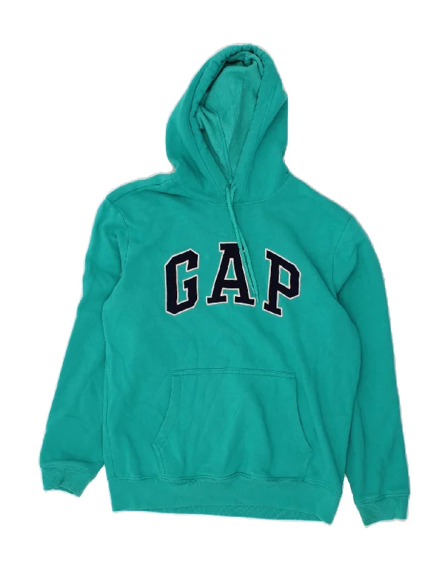 GAP Mens Graphic Hoodie Jumper Small Turquoise Cotton