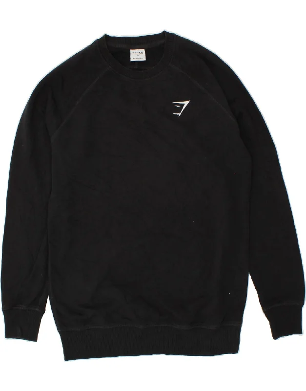GYMSHARK Mens Sweatshirt Jumper Small Black Cotton Hoodie with Pattern Geometric Abstract GYMSHARK Mens Sweatshirt Jumper Small Black Cotton Hoodie with Pattern Geometric Abstract